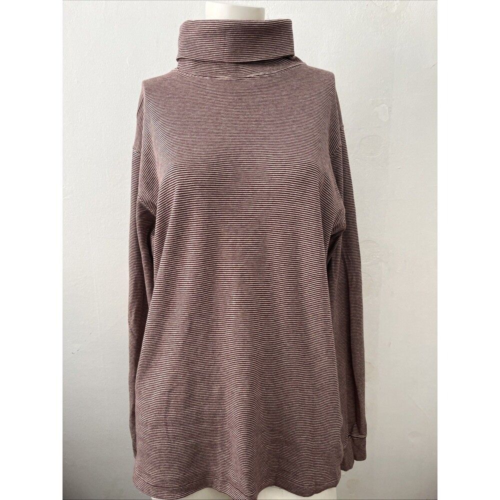 Jcrew Outfitters Turtleneck LG Striped Cotton Earthy Granola Hiking Outdoors